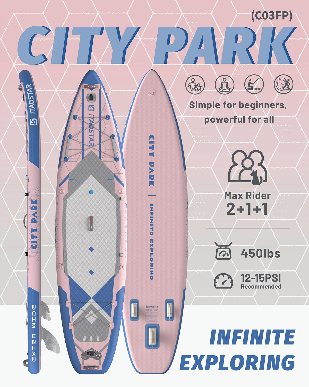 City Park C03FP 12' × 35" Inflatable Stand Up Paddle Board