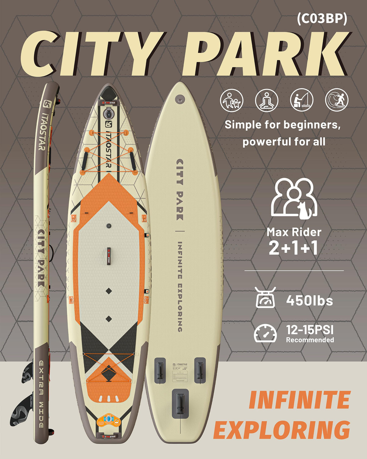 City Park C03BP 12' × 35" Inflatable Stand Up Paddle Board