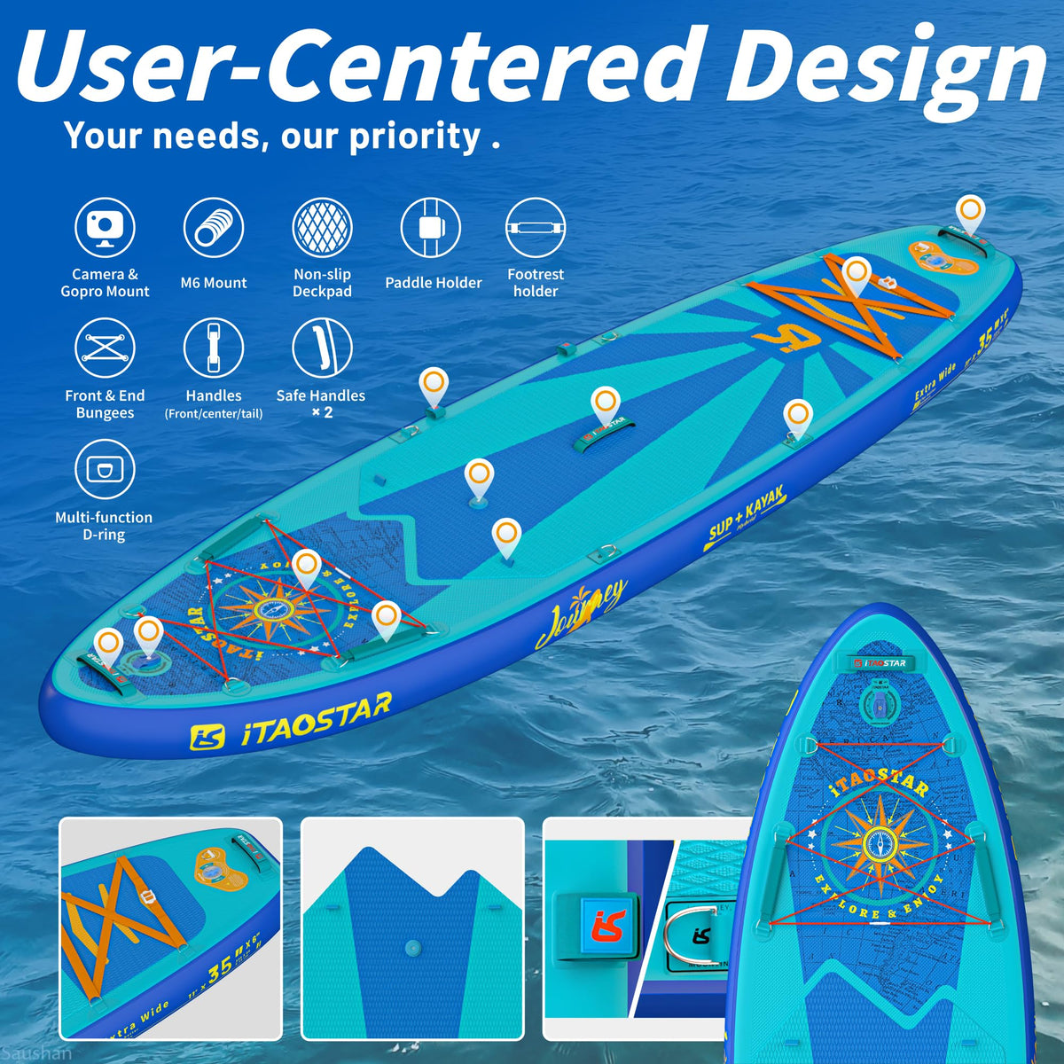 Journey J06BP 11' × 35" Inflatable Stand Up Paddle Board