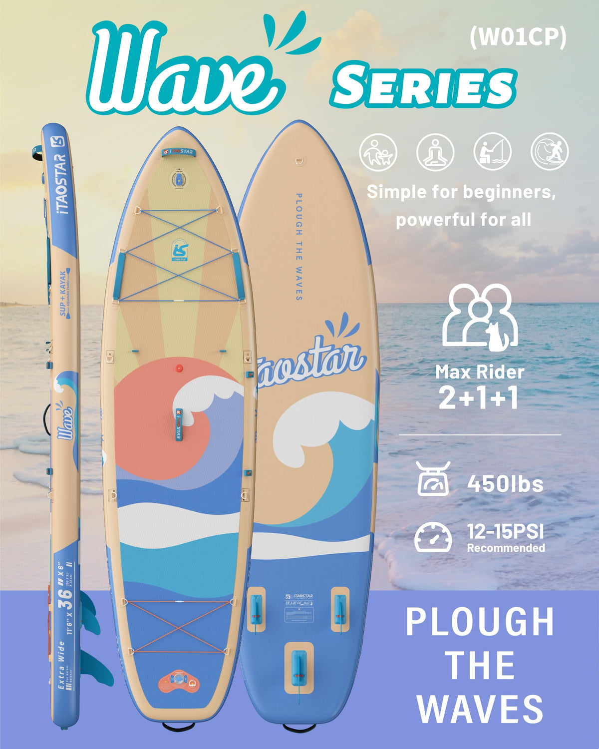 Wave W01CP 11'6" × 36" Inflatable Stand Up Paddle Board