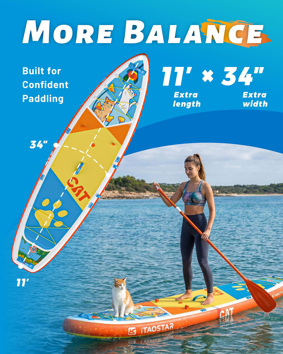 Pets C01EP 11' × 34" Inflatable Stand Up Paddle Board