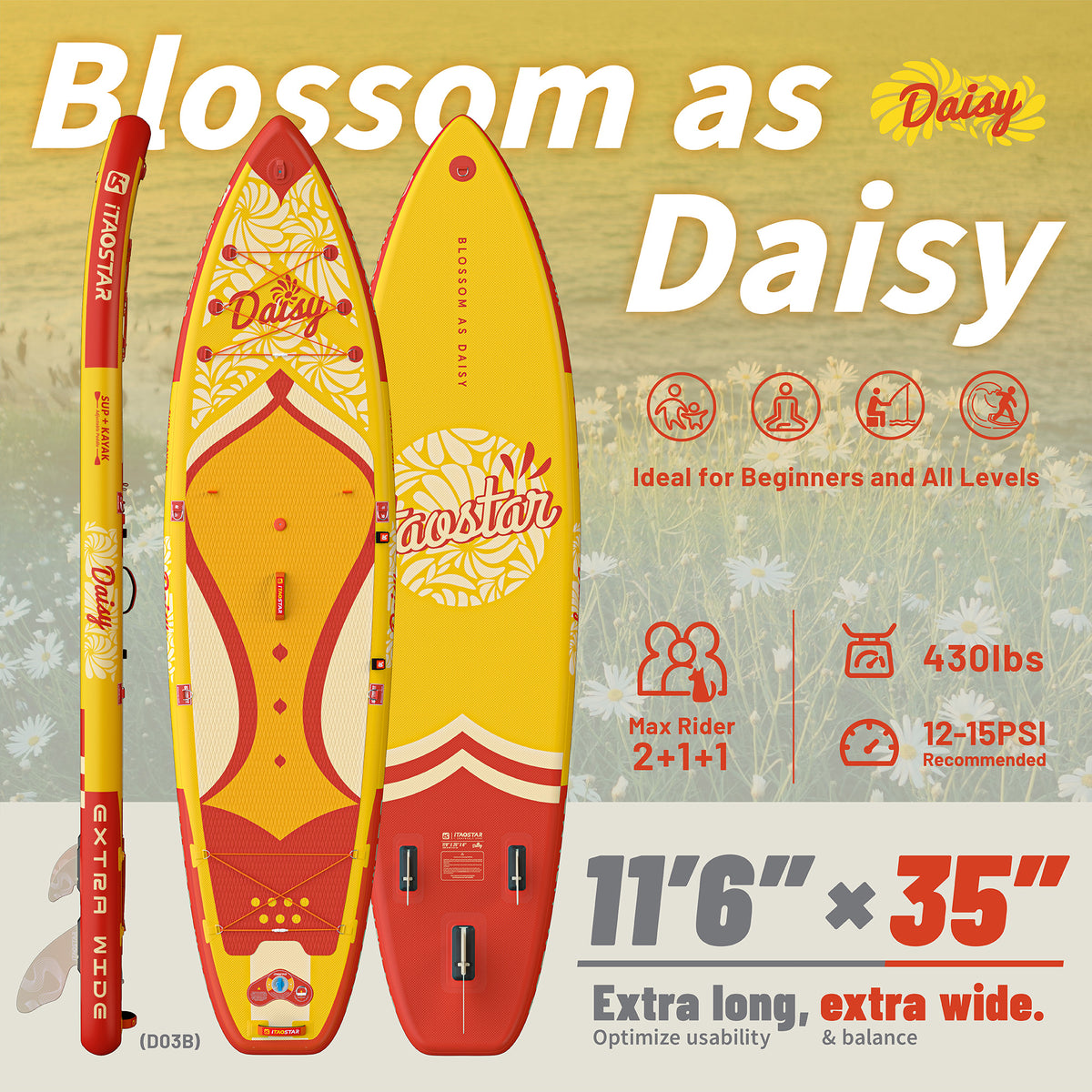 Daisy D03BP 11'6" × 35" Inflatable Stand Up Paddle Board