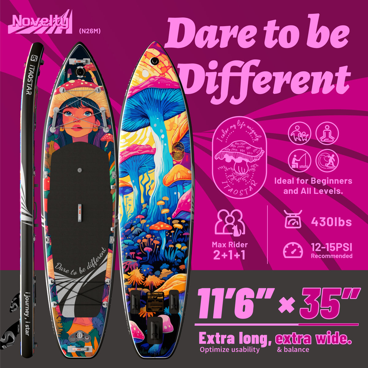 Novelty N26M 11'6" × 35" Inflatable Stand Up Paddle Board
