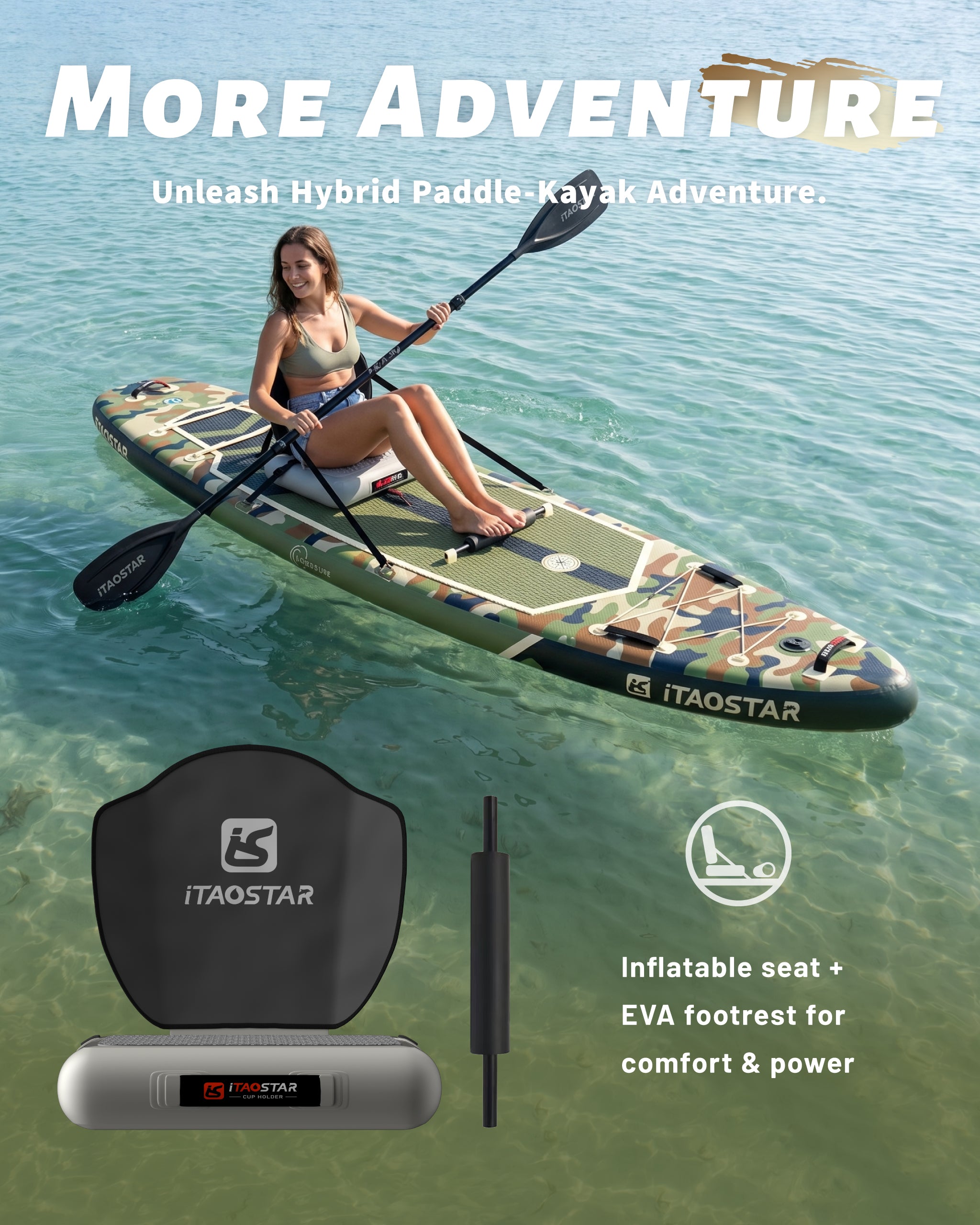 Tabla de paddle surf hinchable Adventure A01AP de 3,66 m x 89 cm